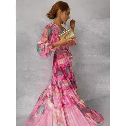 Flowy V-Neck Floral Maxi Dress