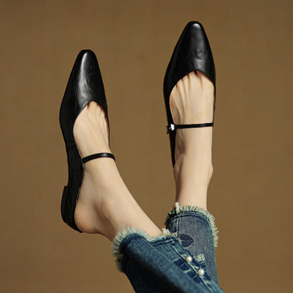 Authentic Leather Slip On Mules