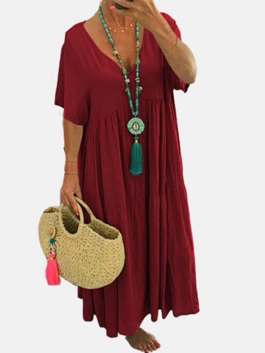 Ladies Loose Fit V Neck Summer Dress