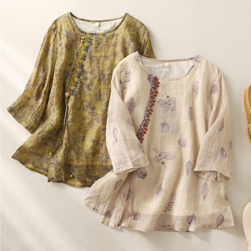 Casual Embroidered Loose Fit Top