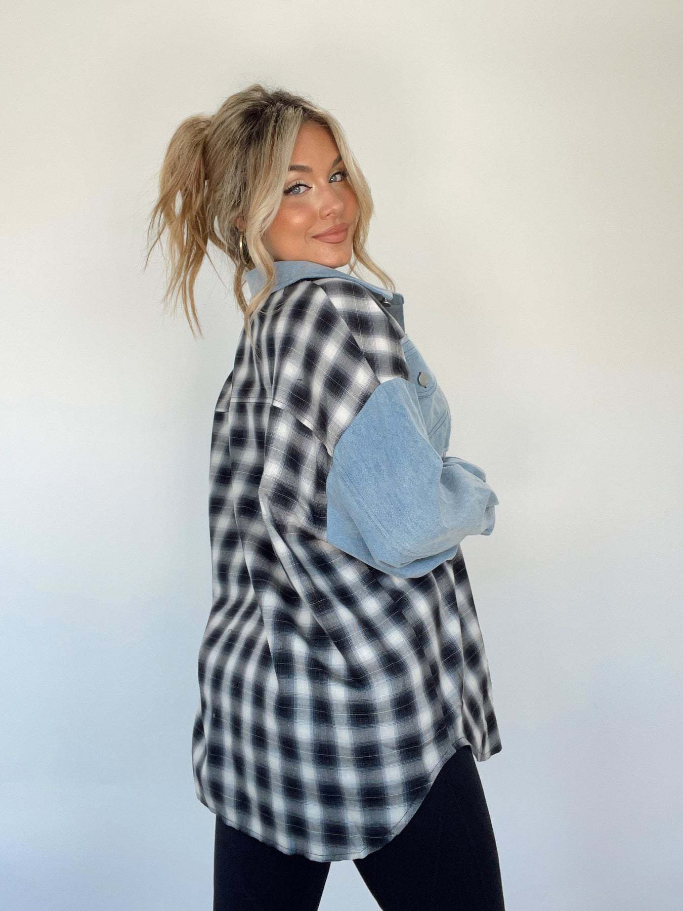 Ladies Large Checked Flannel Shirt