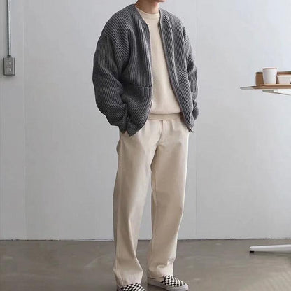 Stylish Men's Cable Knit Sweater Cardigan
