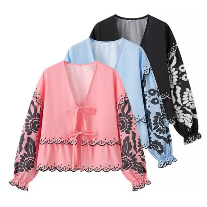 Ladies' Ruffle Front Flare Sleeve Top