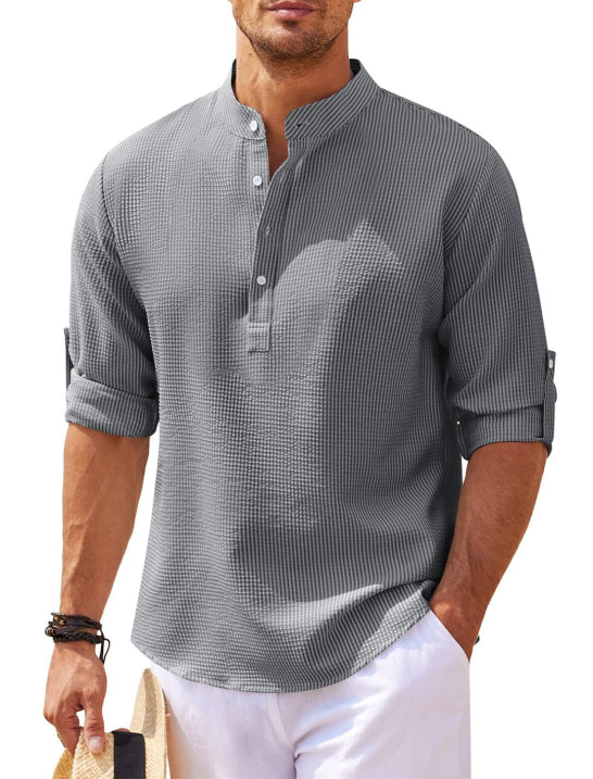 Men's Textured Relaxed Fit Henley Shirt