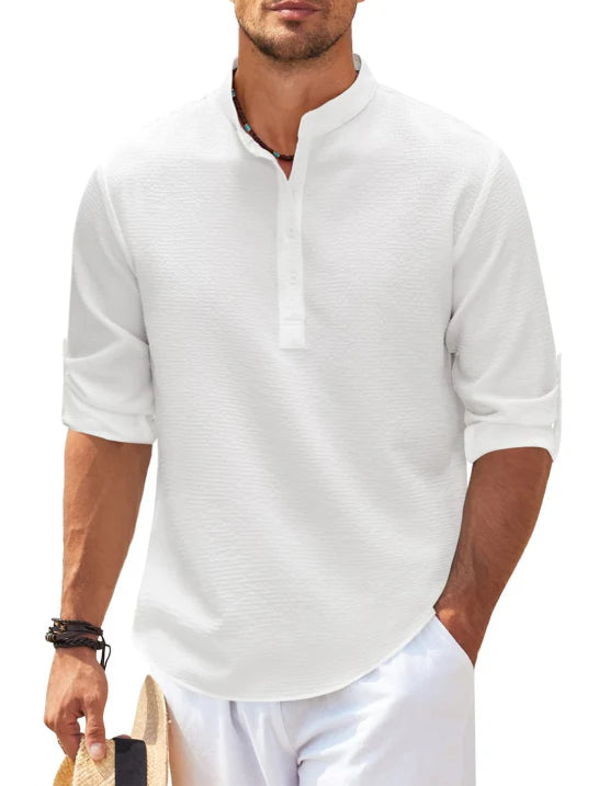Men's Textured Relaxed Fit Henley Shirt