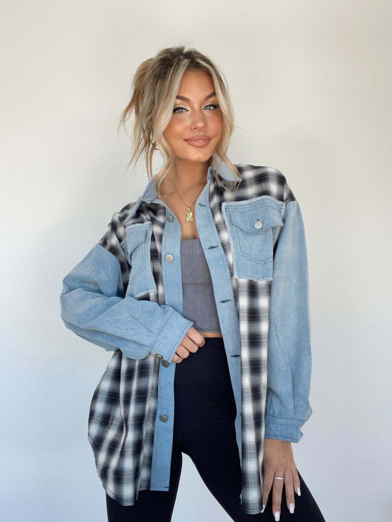 Ladies Large Checked Flannel Shirt