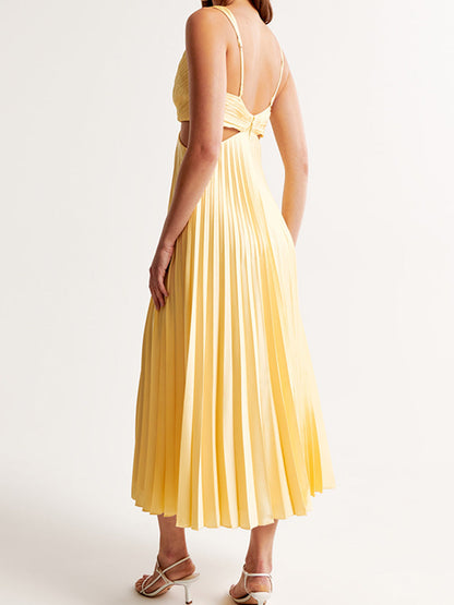 Fashionable V Neck Plain Maxi Dress
