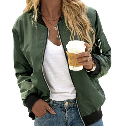 Timeless Female Leather Bomber Coat