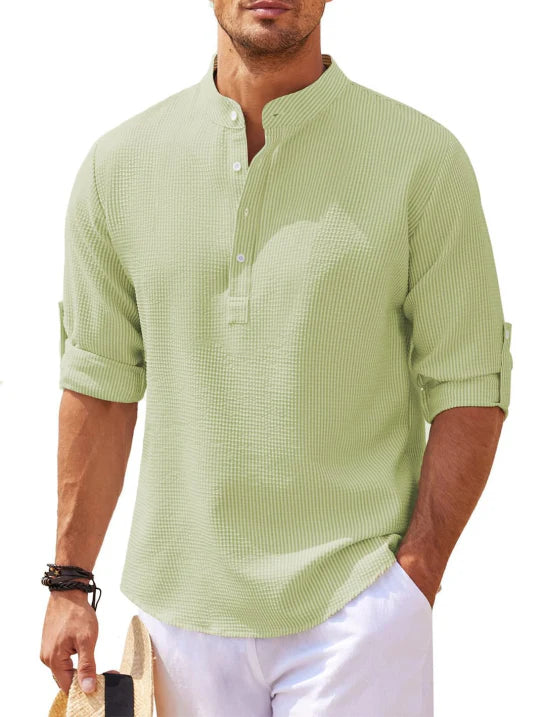 Men's Textured Relaxed Fit Henley Shirt