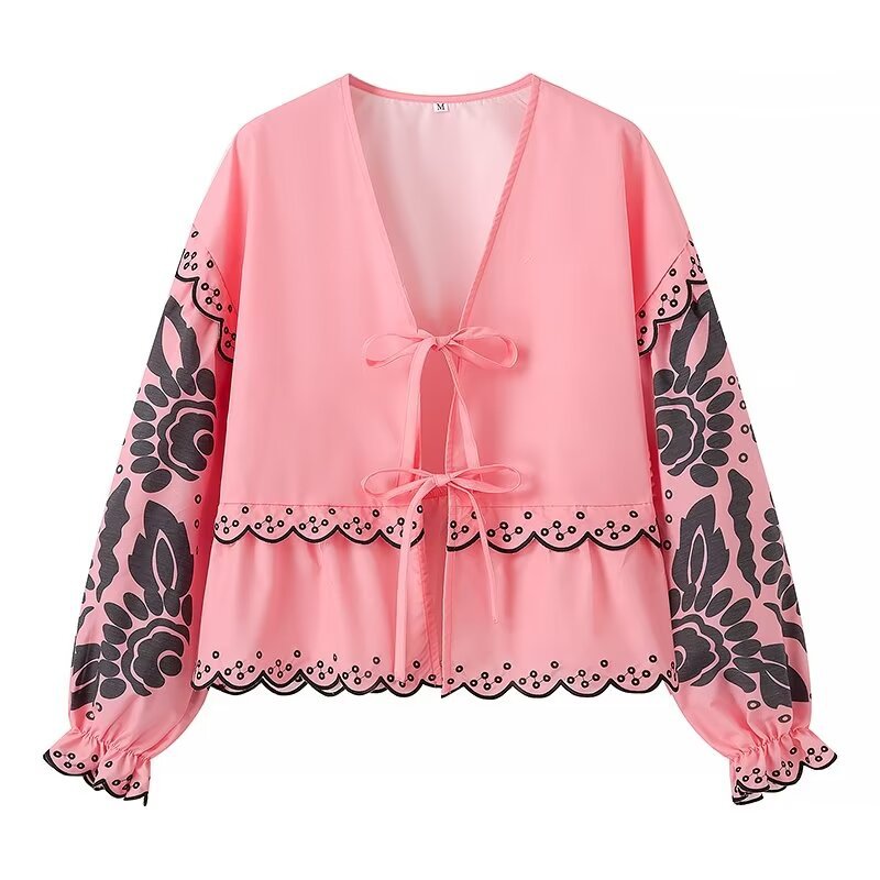 Ladies' Ruffle Front Flare Sleeve Top