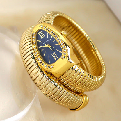 Slim Stainless Steel Quartz Watch with Oval Face