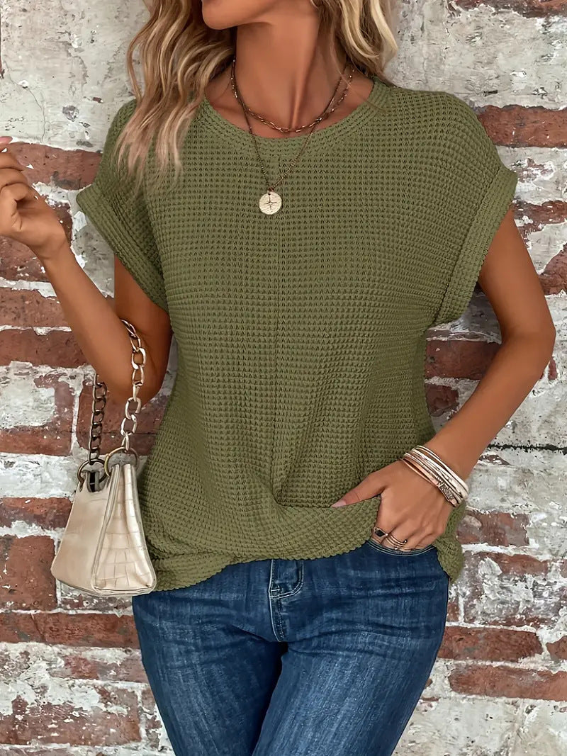 Relaxed Fit Textured Crew Neck T-Shirt