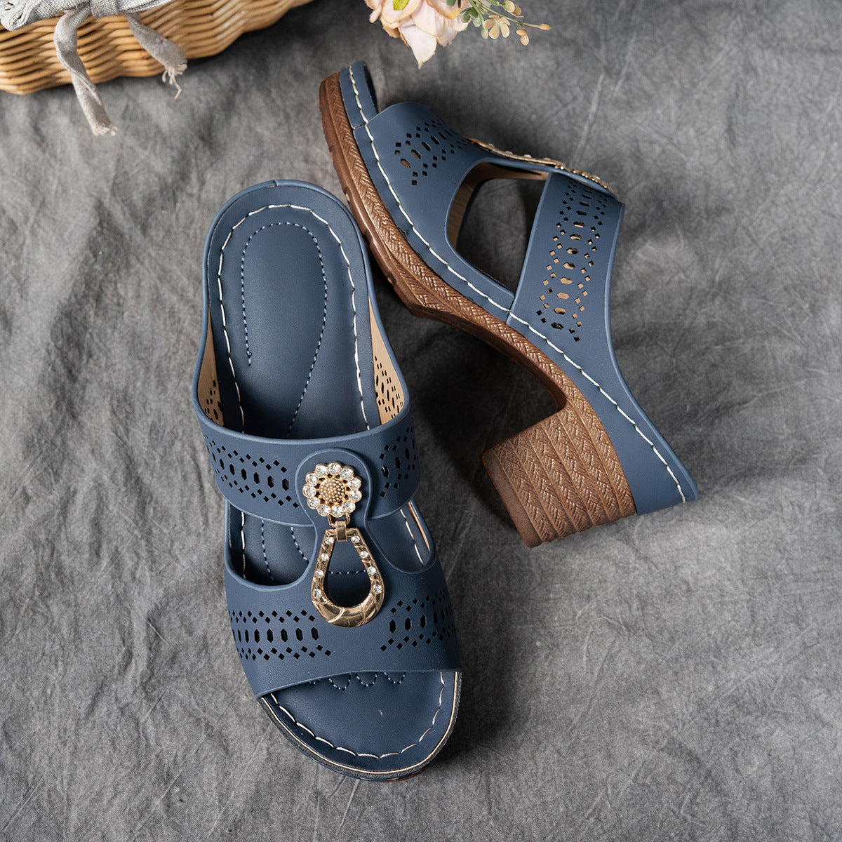 Comfortable Crystal High Heel Sandals