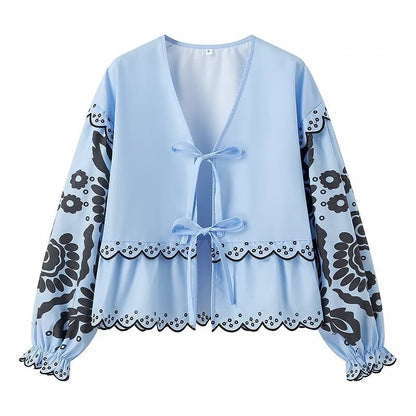 Ladies' Ruffle Front Flare Sleeve Top - Luxivelle