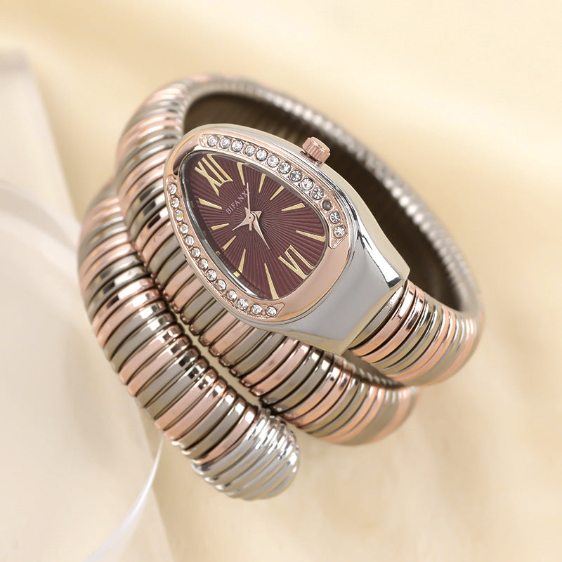 Slim Stainless Steel Quartz Watch with Oval Face