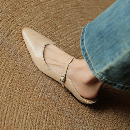 Authentic Leather Slip On Mules