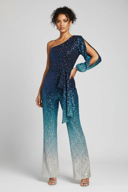 Sassy One Shoulder Disco Party Jumpsuit - Luxivelle