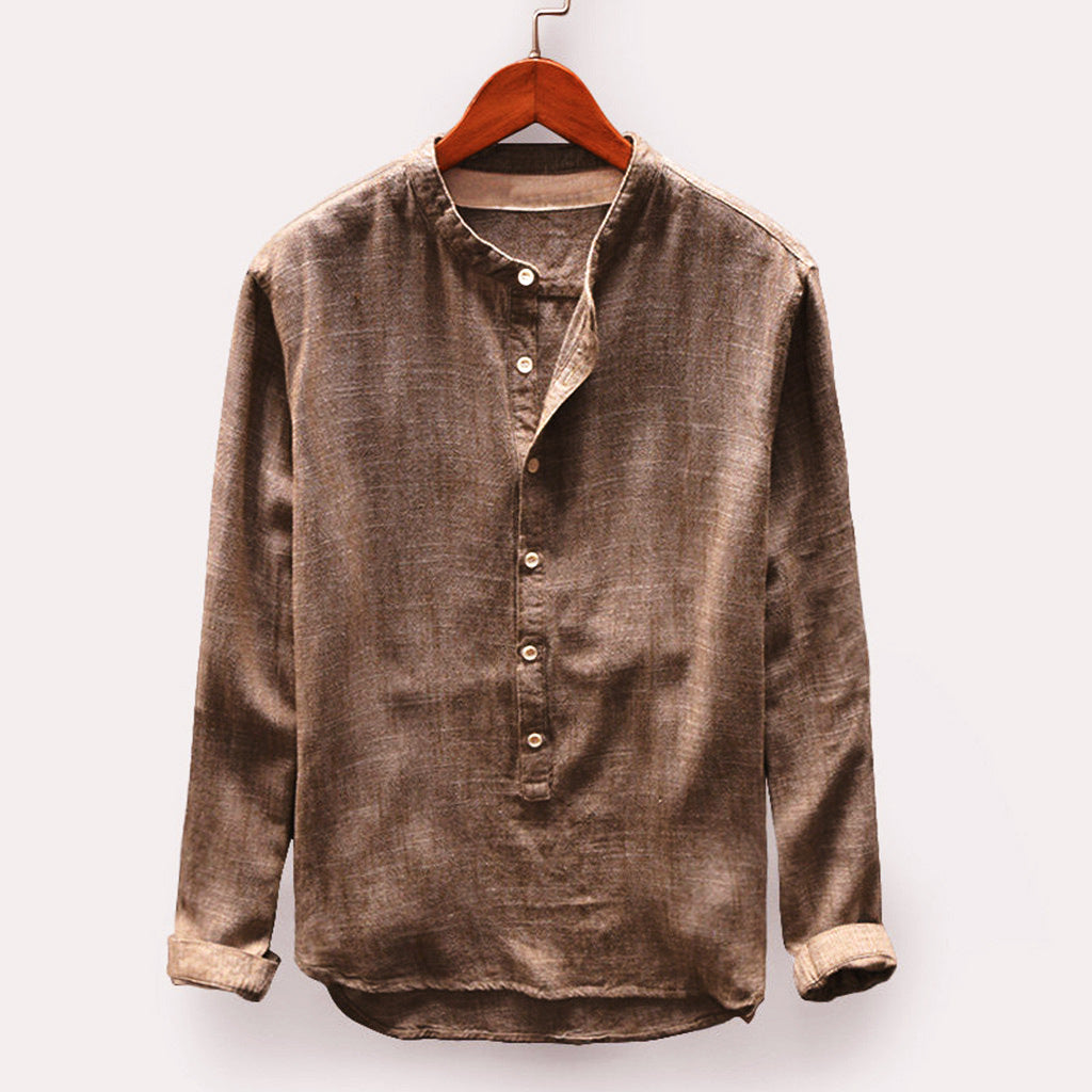 Casual Fit Button Front Henley Shirt