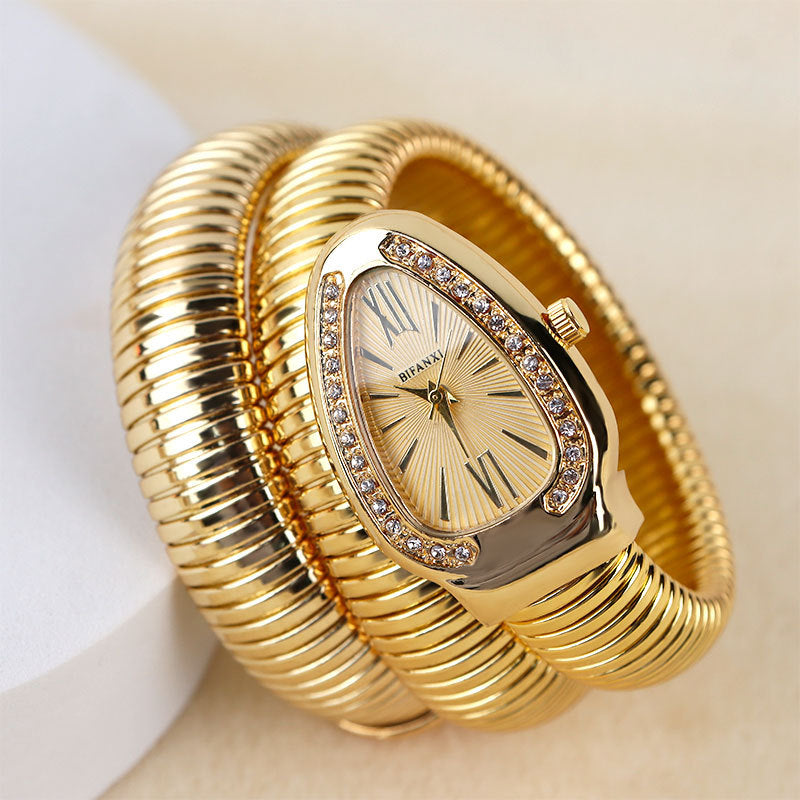 Slim Stainless Steel Quartz Watch with Oval Face