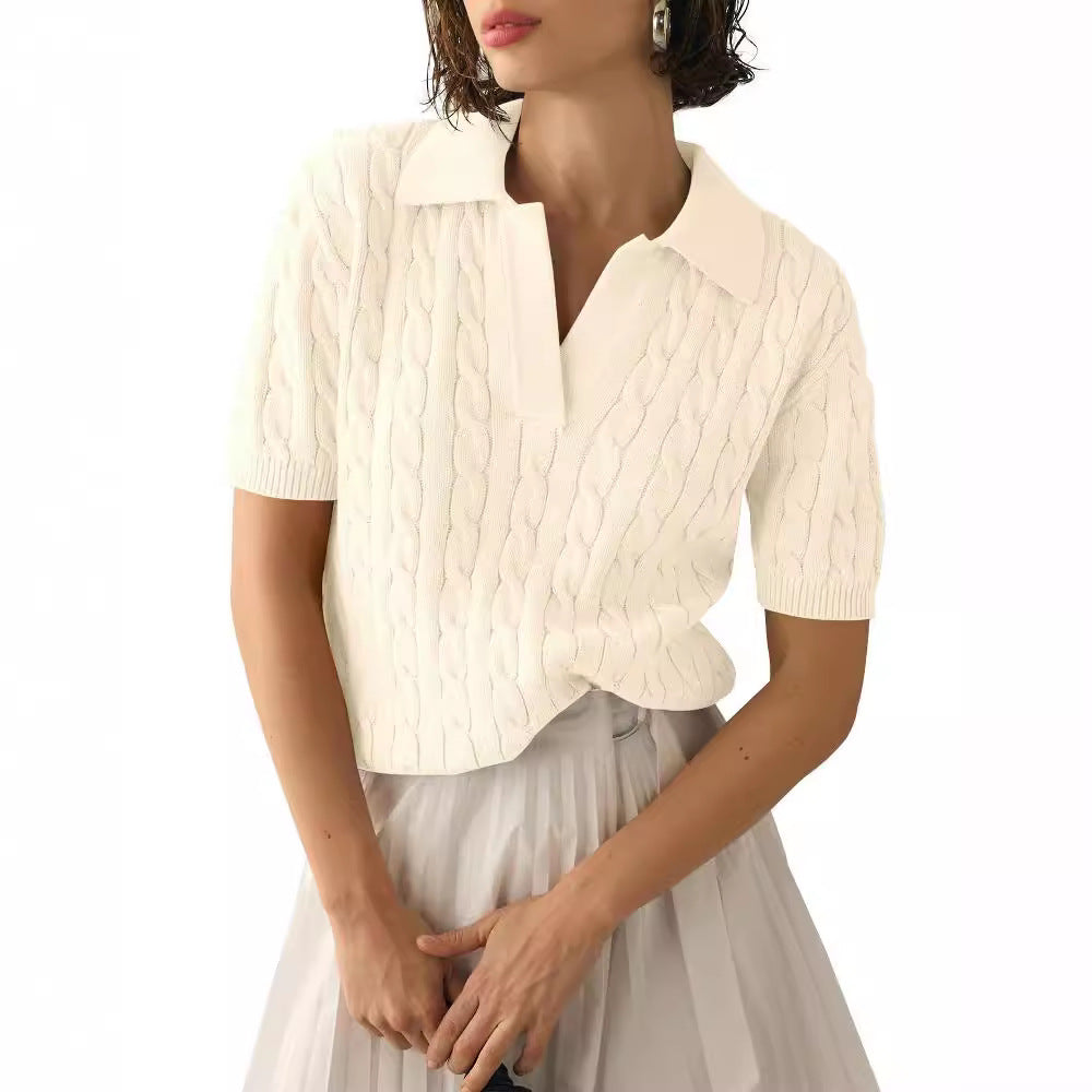 Fashionable Women's Short Sleeve Knit Shirt