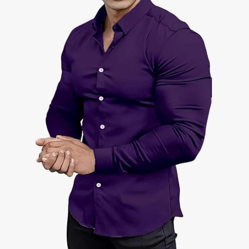 Relaxed Fit Men's Classic Long-Sleeve Shirt