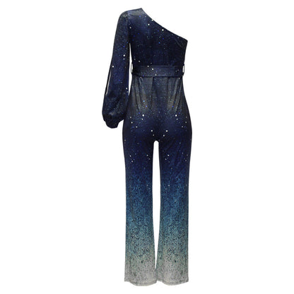 Sassy One Shoulder Disco Party Jumpsuit