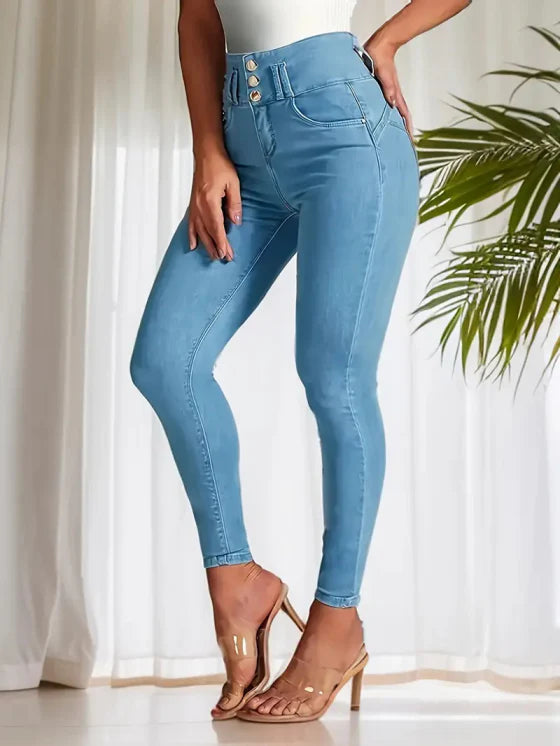 Ladies Slim Fit High Waist Jeans - Luxivelle