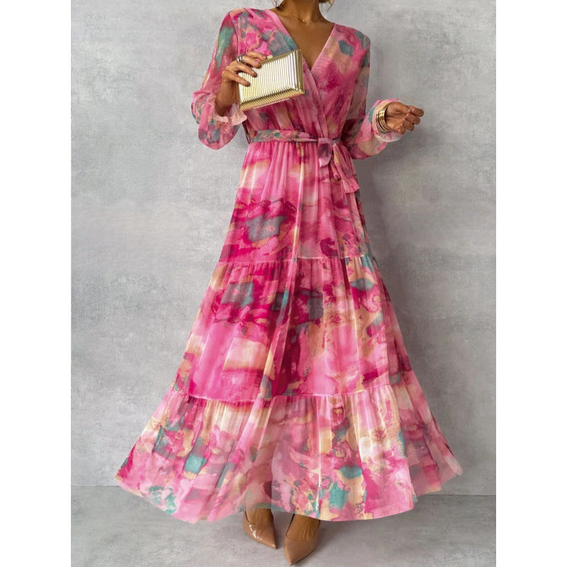 Flowy V-Neck Floral Maxi Dress - Luxivelle
