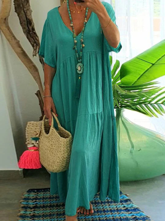 Ladies Loose Fit V Neck Summer Dress