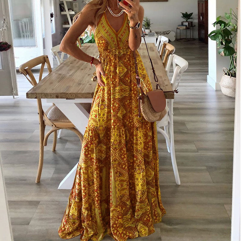 Flowy Halter Neck Summer Maxi Dress
