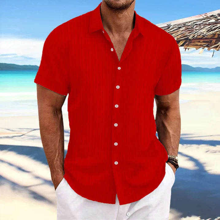 Casual Mens Short Sleeve Button Shirt