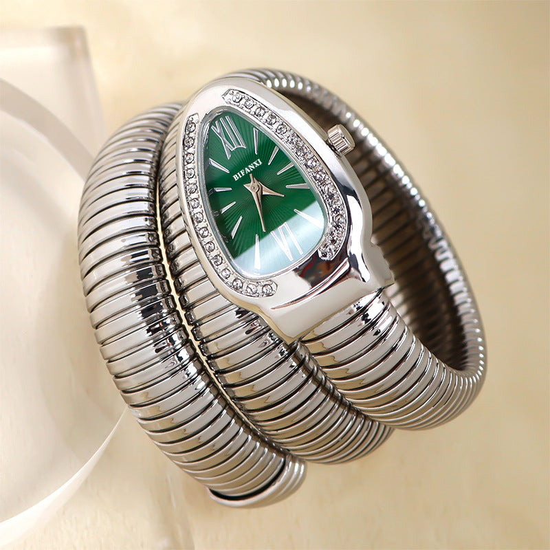 Slim Stainless Steel Quartz Watch with Oval Face