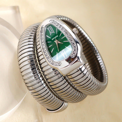 Slim Stainless Steel Quartz Watch with Oval Face