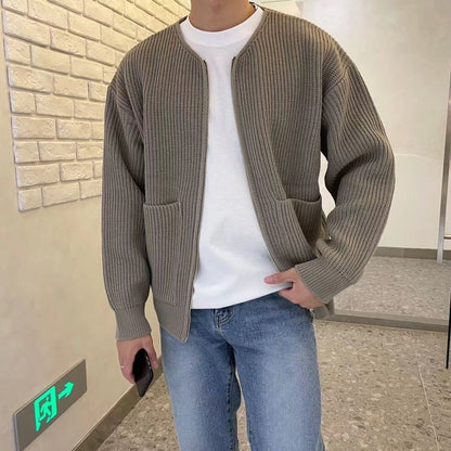 Stylish Men's Cable Knit Sweater Cardigan