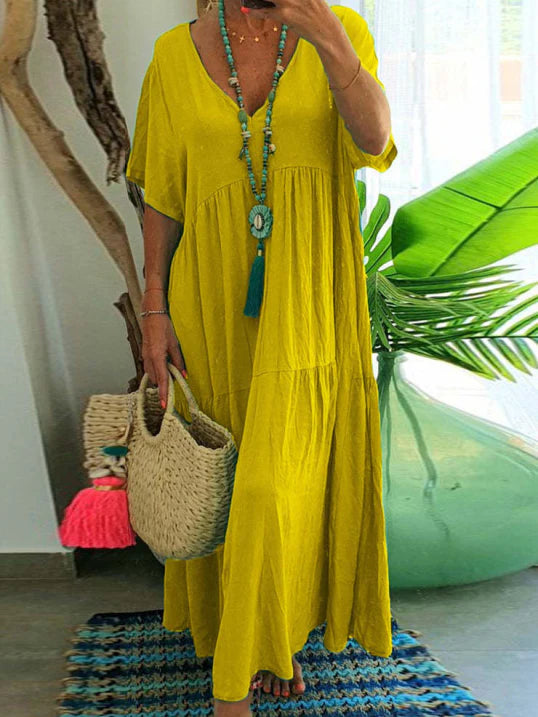 Ladies Loose Fit V Neck Summer Dress