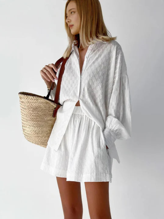 Classic Cotton Shirt and Shorts Set