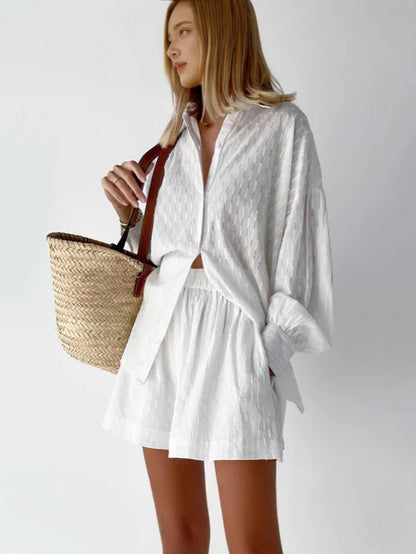 Classic Cotton Shirt and Shorts Set