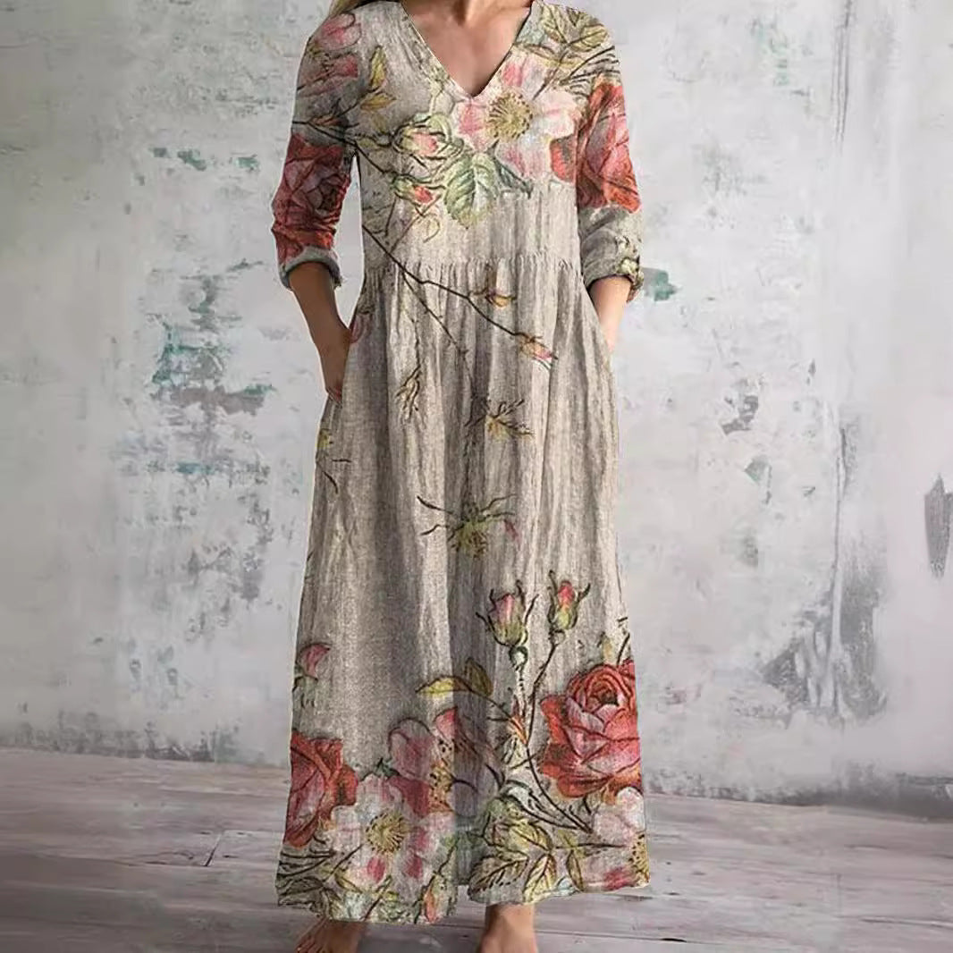 Elegant Long Floral Summer Dress - Luxivelle