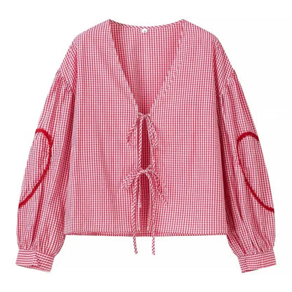 Relaxed Fit Ladies Casual Heart Print Top