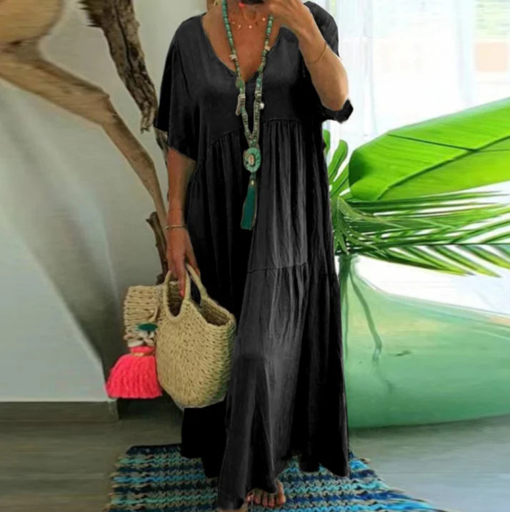 Ladies Loose Fit V Neck Summer Dress