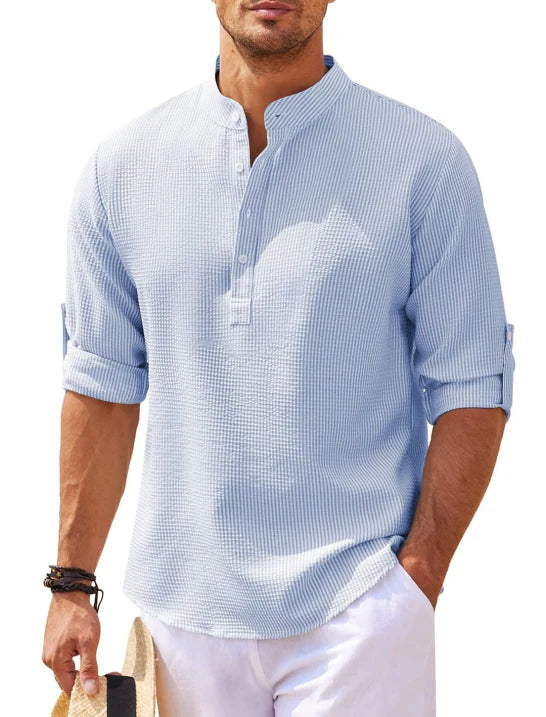 Men's Textured Relaxed Fit Henley Shirt
