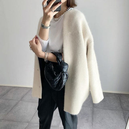 Cozy Women's Open Front Cardigan with Pockets