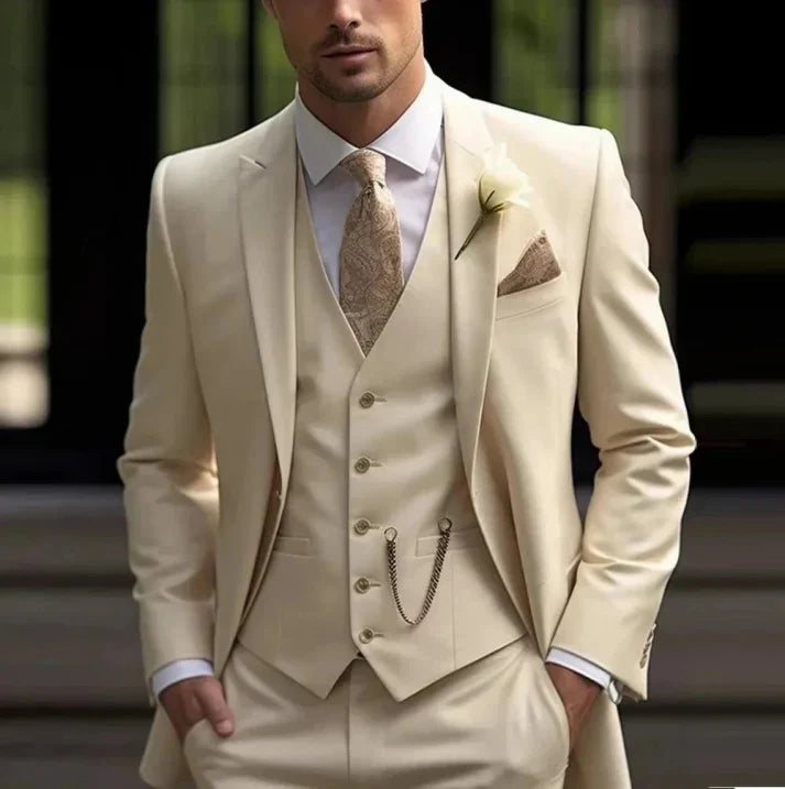 Men's Slim Cotton Summer Business Suit