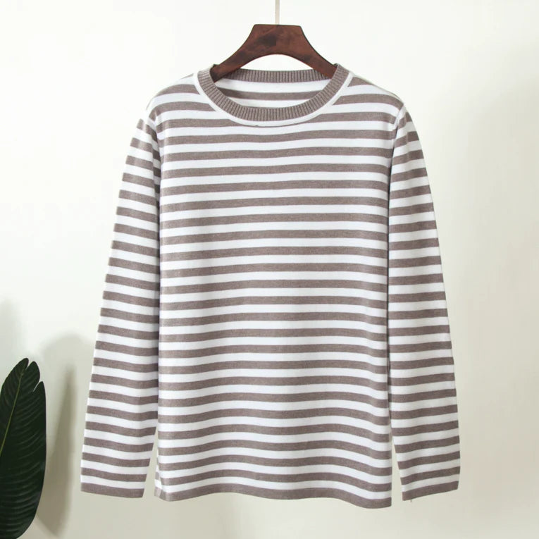 Ladies Classic Stripe Crew Neck Top