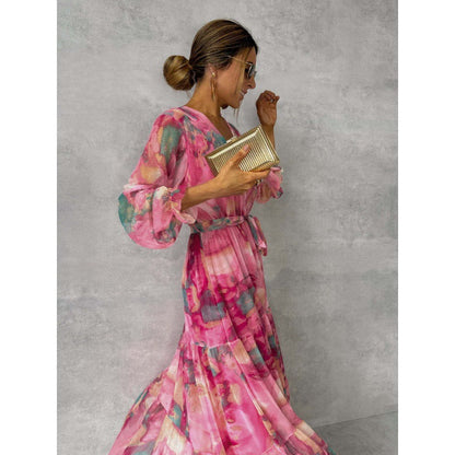 Flowy V-Neck Floral Maxi Dress