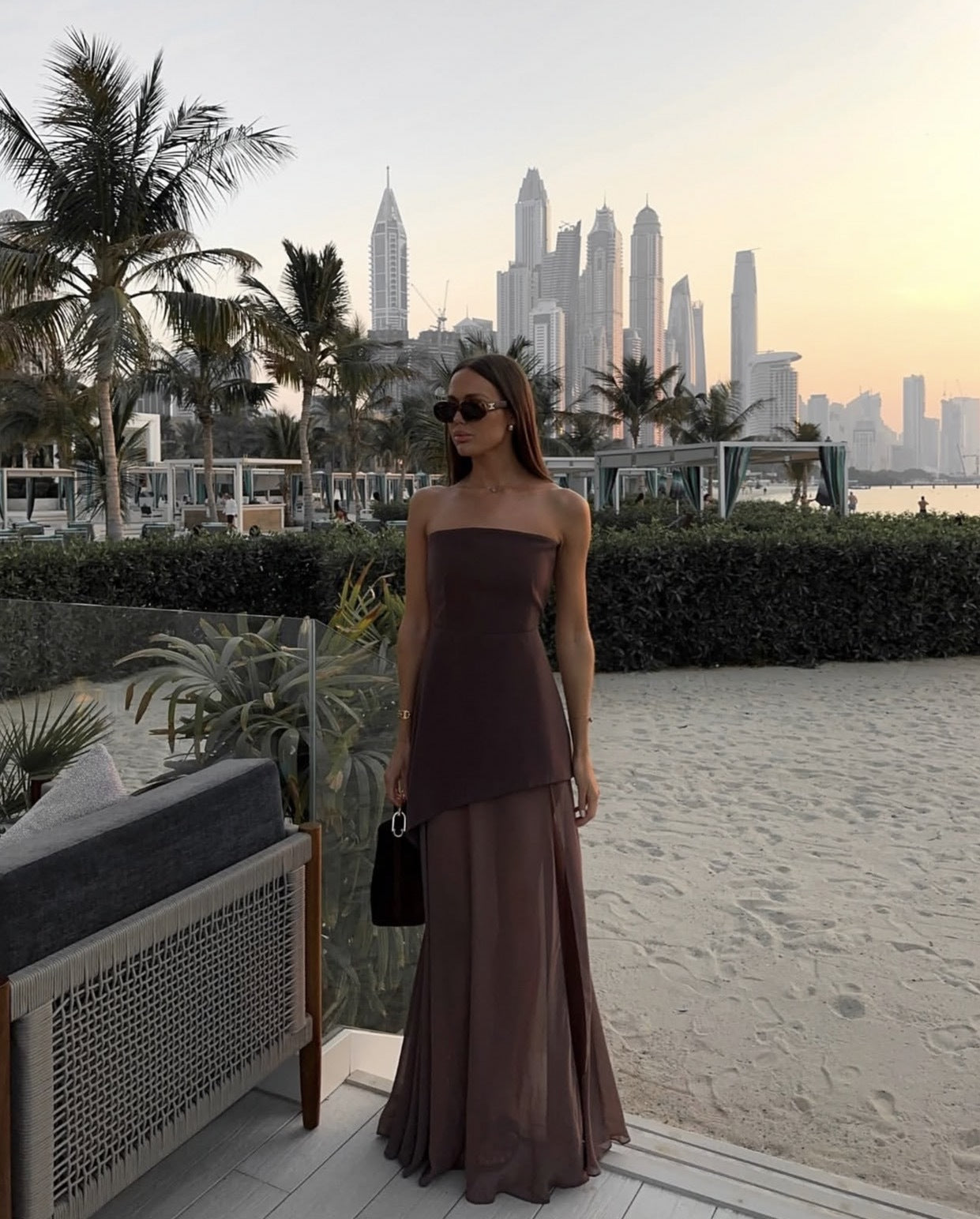 Danica | Black Maxi Dress for Women - Strapless Asymmetrical Long Dress 5