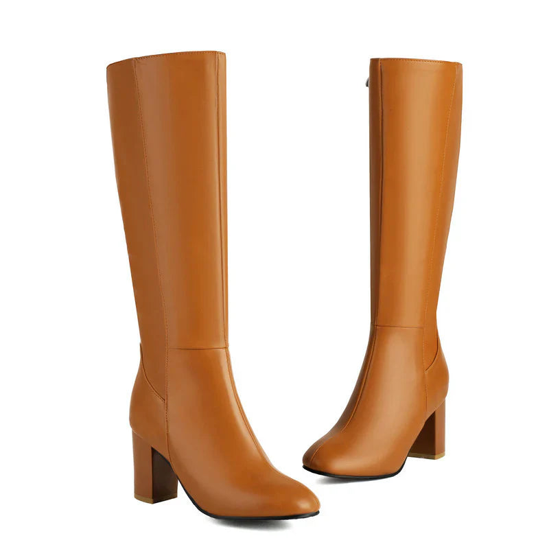 Tall Zip Up Boots for Women with Low Heel