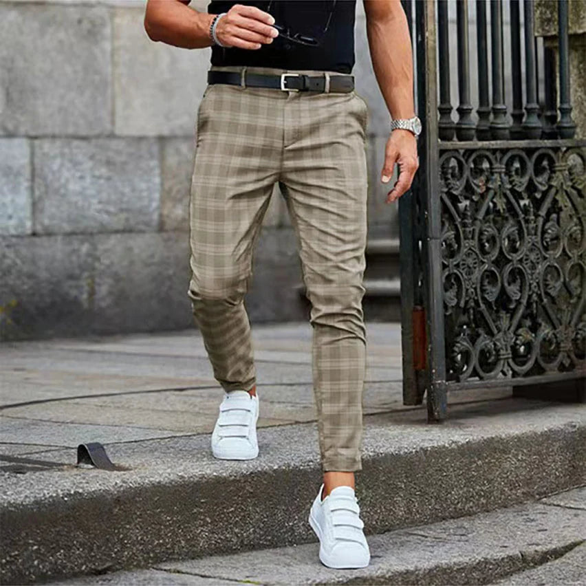 Classic Plaid Casual Pants for Men