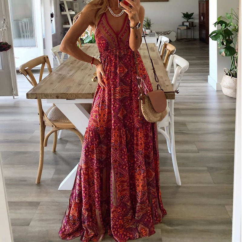 Flowy Halter Neck Summer Maxi Dress