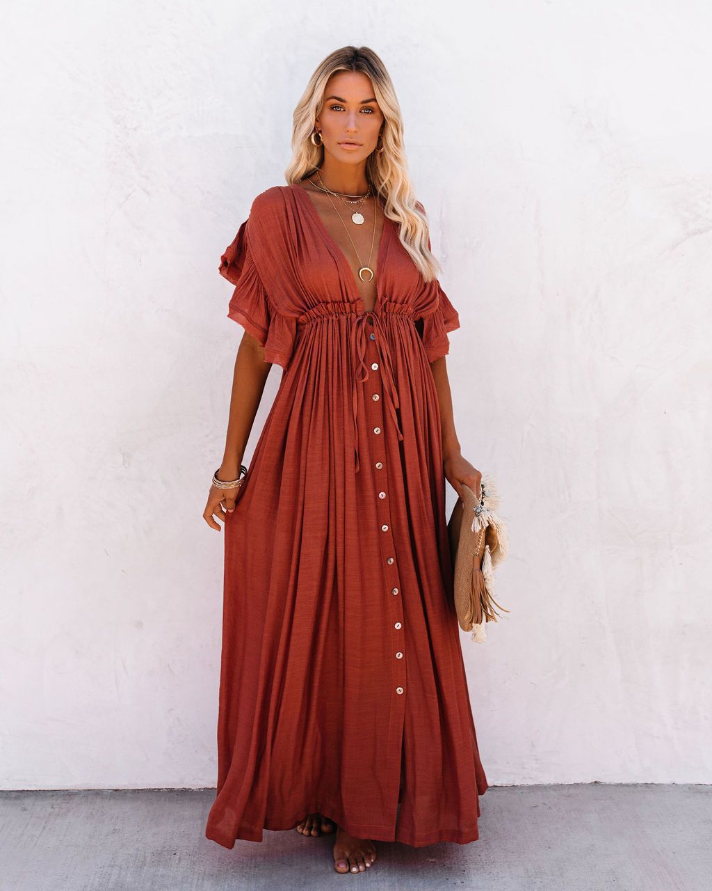 Bohemian Chic Beachy V-Neck Cover Up Dress